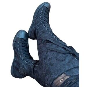 Converse Chuck Taylor XX Hi Foldover Lace Up Boots Black Unisex 6.5 M /8.5W Goth